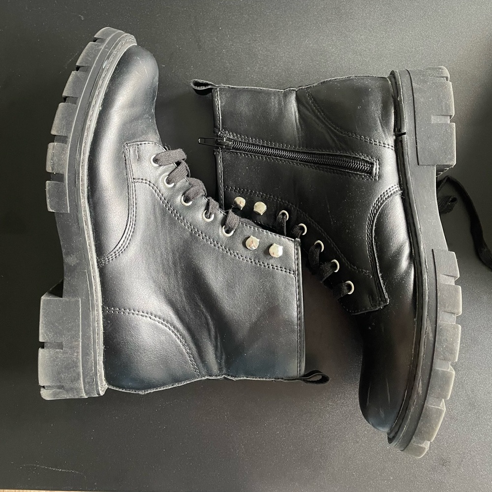 Madden Girl Black Combat Boot